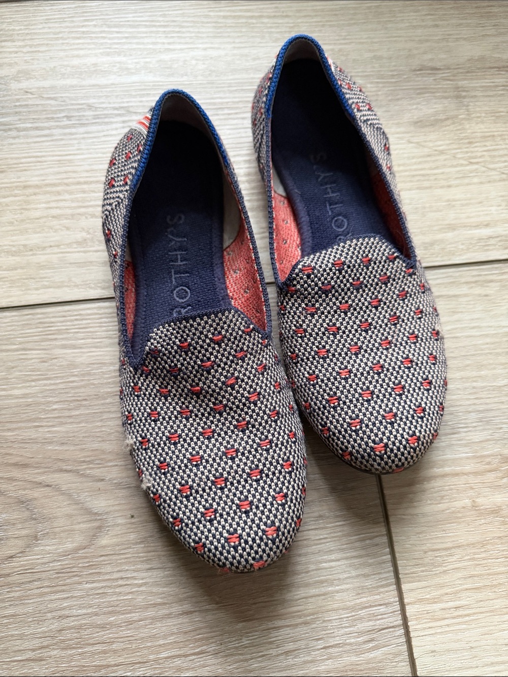 Rothy's Multicolor Slip-On Flats in Navy, Red, Cream - Picture 2 of 7